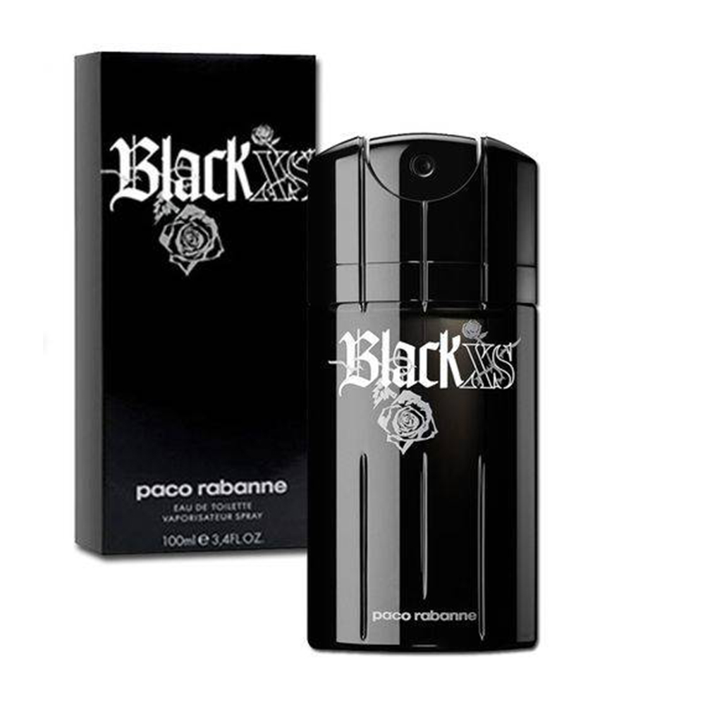 Frasco oficial do perfume PR BLACK XS HOMME EDT 100ML REPACK