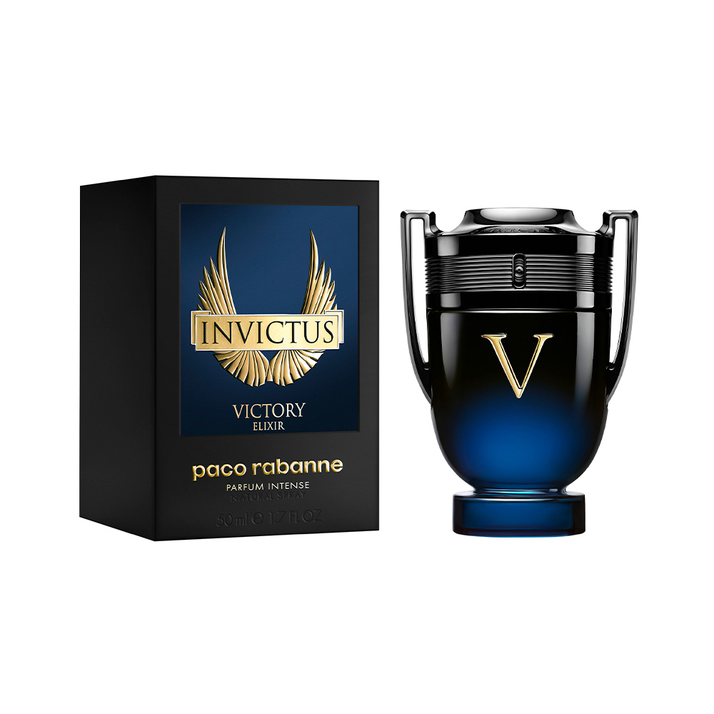 Frasco oficial do perfume PR INVICTUS VICTORY ELIXIR PARFUM 50ML