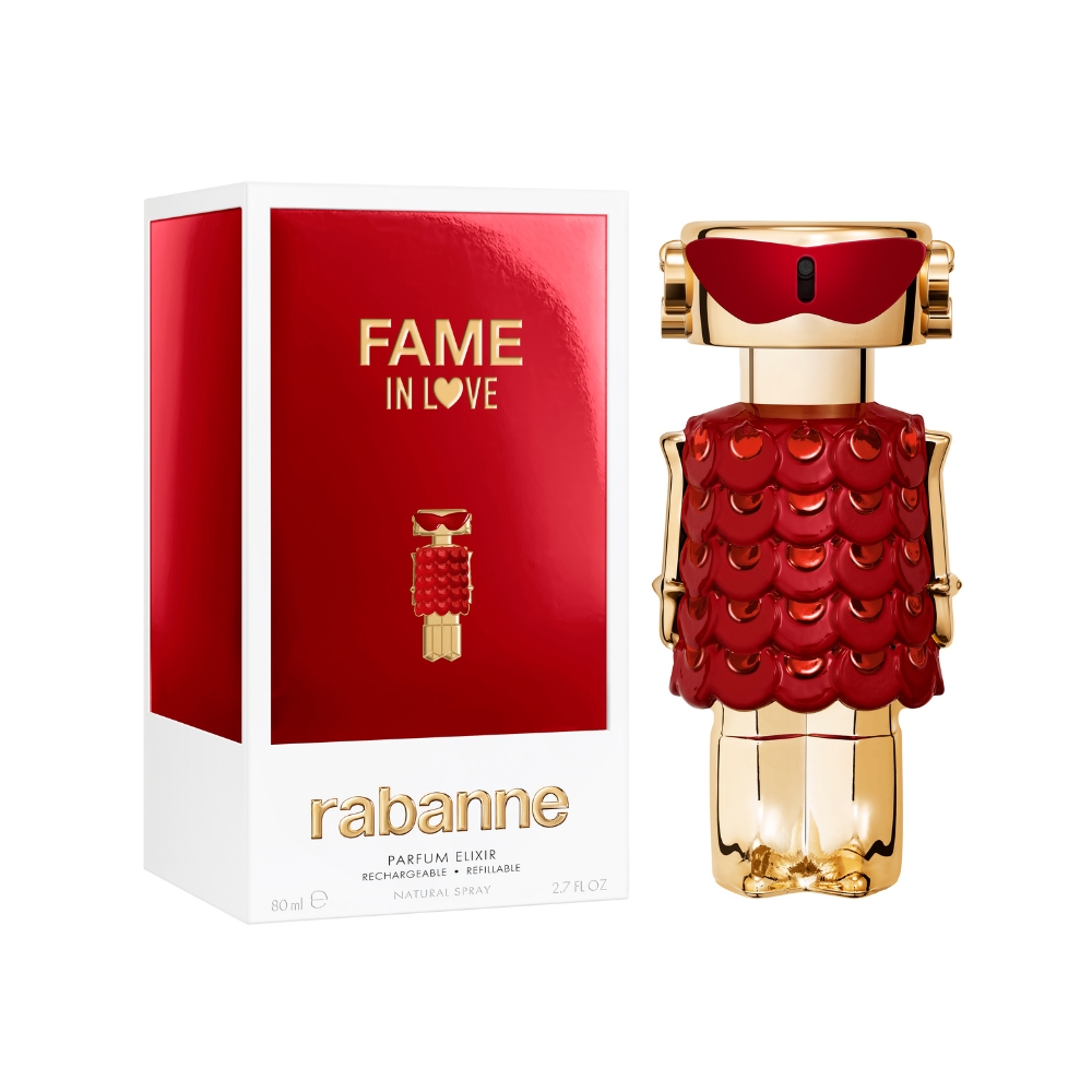 Frasco oficial do perfume PR FAME IN LOVE REFILLABLE PARFUM ELIXIR 80ML
