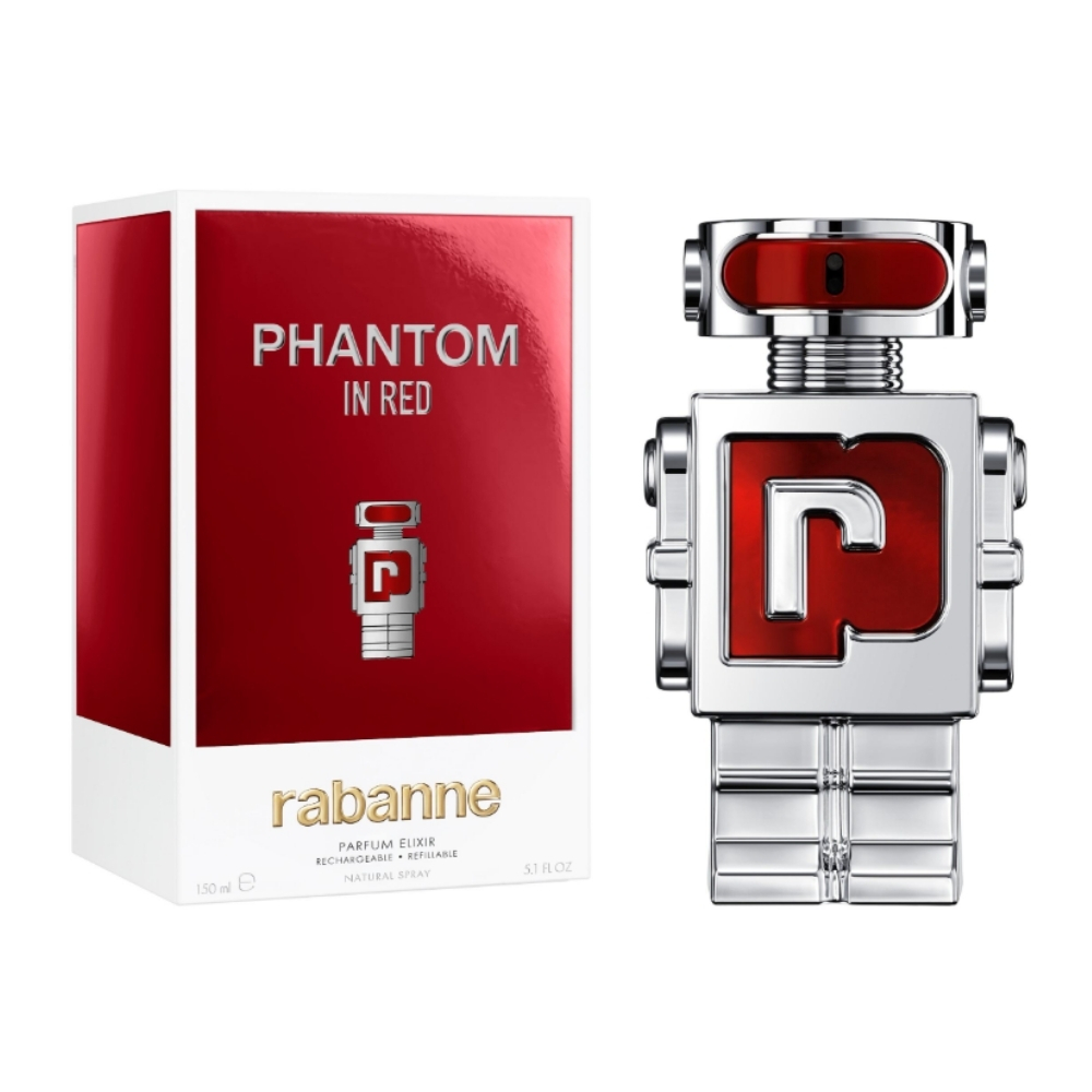 Frasco oficial do perfume PR PHANTOM IN RED ELIXIR PARFUM REFILLABLE 150ML