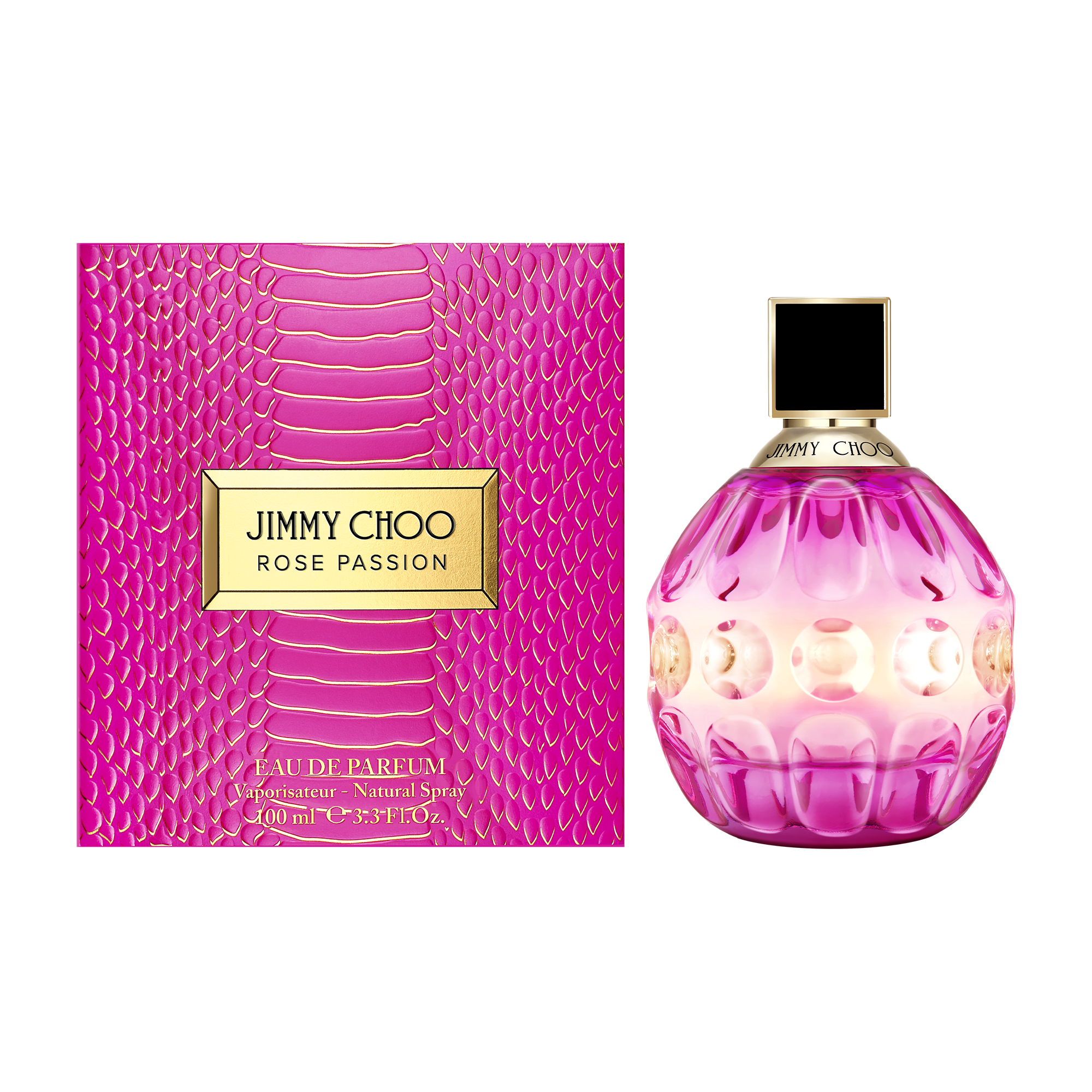 Frasco oficial do perfume JIMMY CHOO ROSE PASSION EDP 100ML