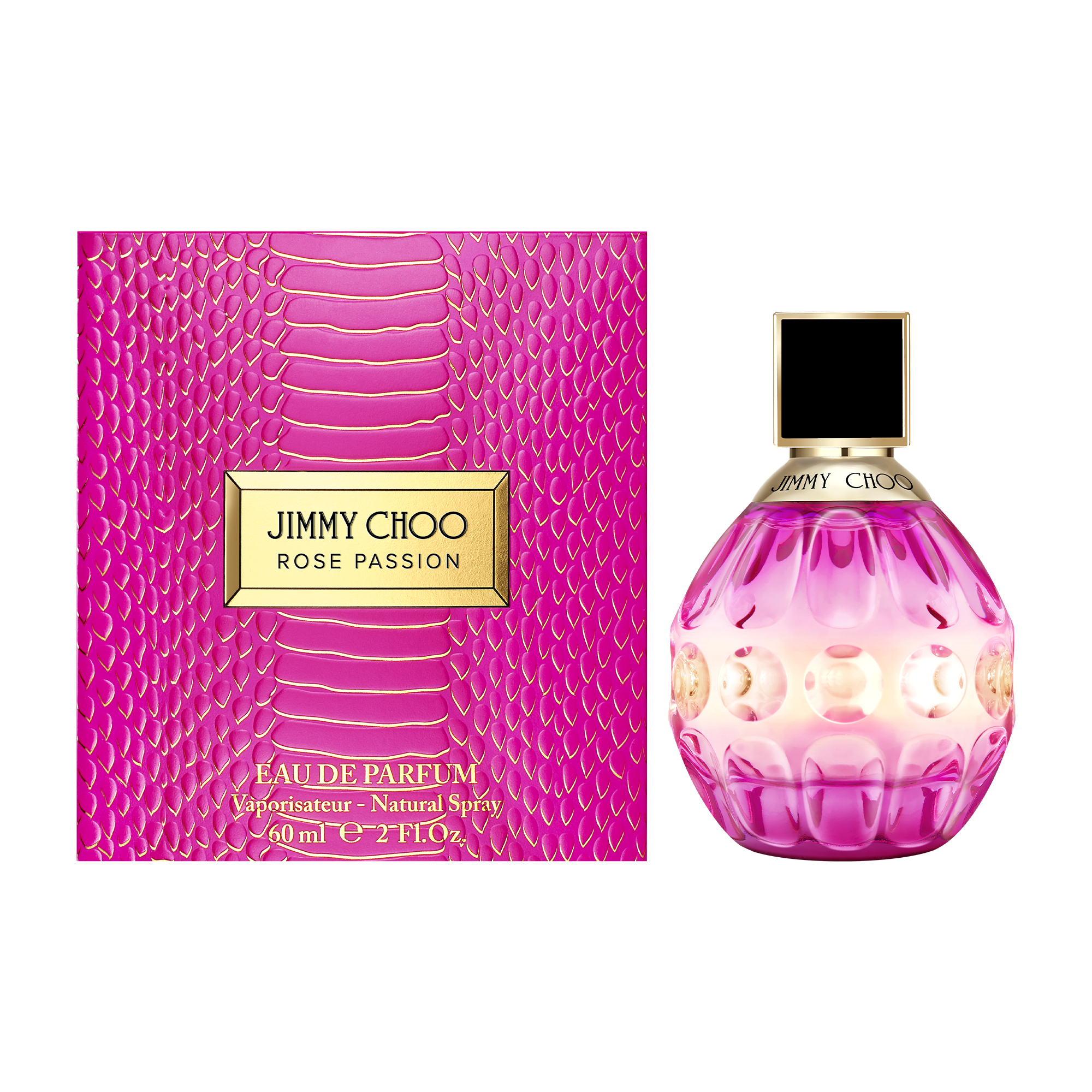 Frasco oficial do perfume JIMMY CHOO ROSE PASSION EDP 60ML