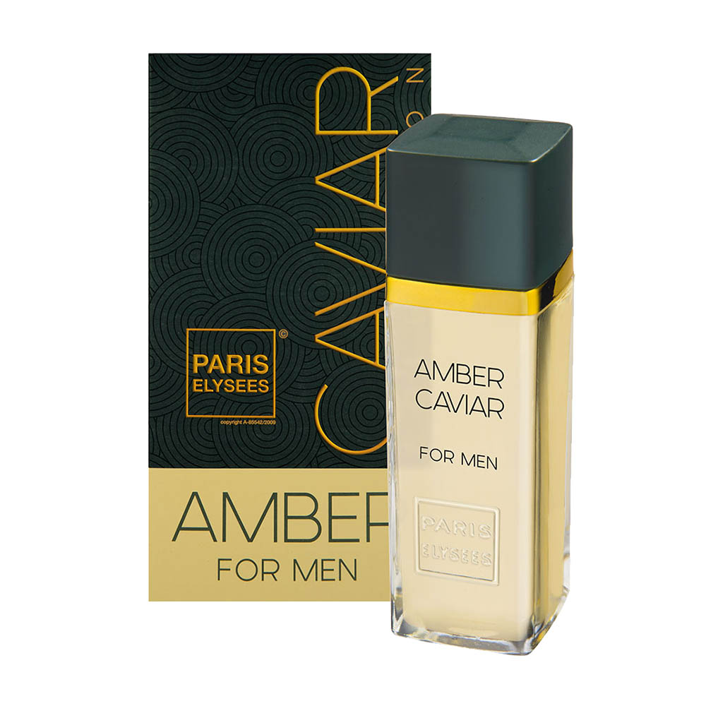 Frasco oficial do perfume *PARIS ELYSEES AMBER CAVIAR HOMME EDT 100ML