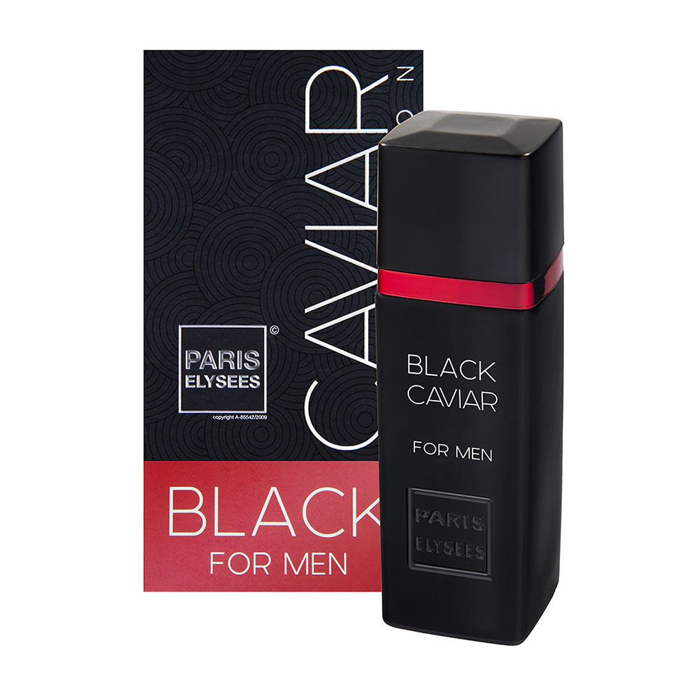 Frasco oficial do perfume PARIS ELYSEES BLACK CAVIAR HOMME EDT 100ML