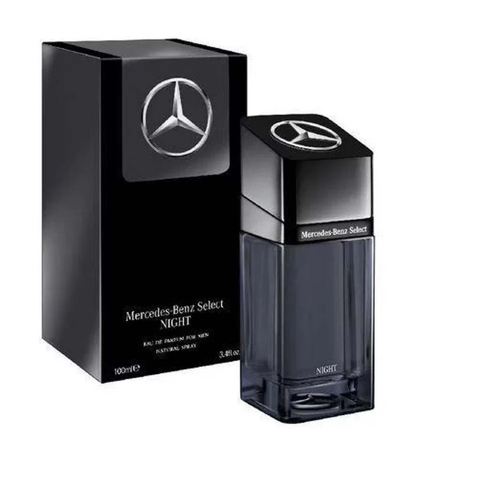 Frasco oficial do perfume MERCEDES BENZ SELECT NIGHT EDP FOR MEN 100ML