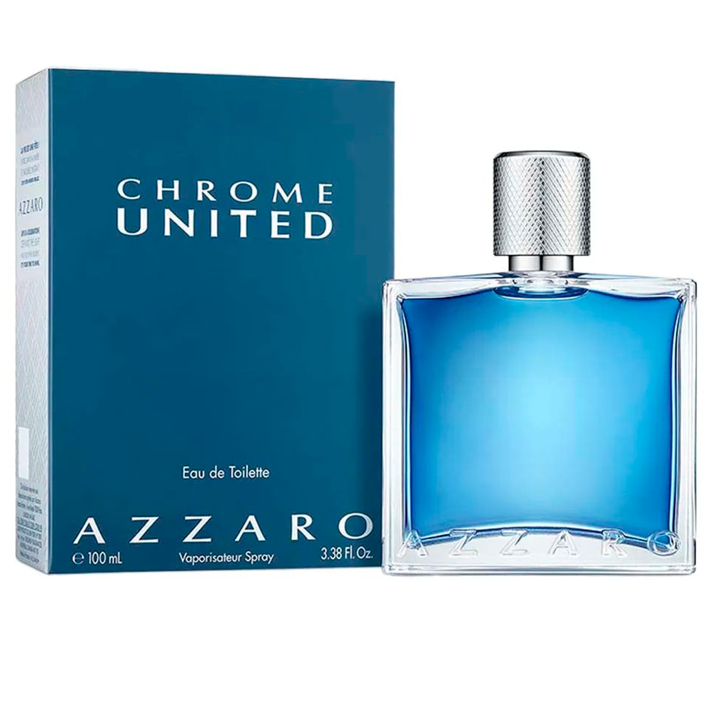 Frasco oficial do perfume AZZARO CHROME UNITED EDT 100ML