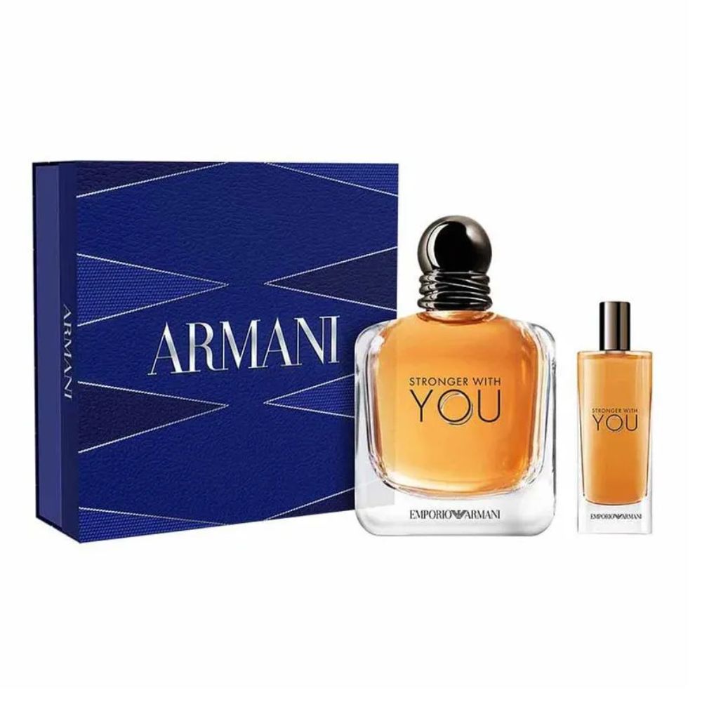 Frasco oficial do perfume COFFRET GA ARMANI STRO NGER WITH YOU EDT 100ML+EDT 15ML