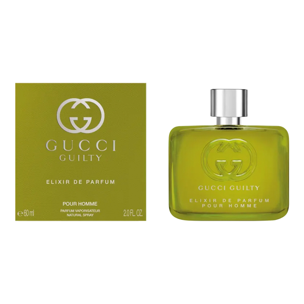 Frasco oficial do perfume GUCCI GUILTY POUR HOMME ELIXIR EDP 60ML
