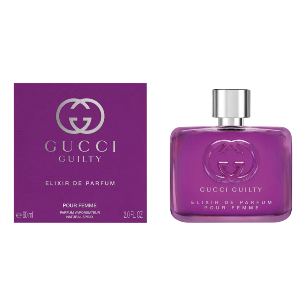 Frasco oficial do perfume GUCCI GUILTY POUR FEMME ELIXIR EDP 60ML
