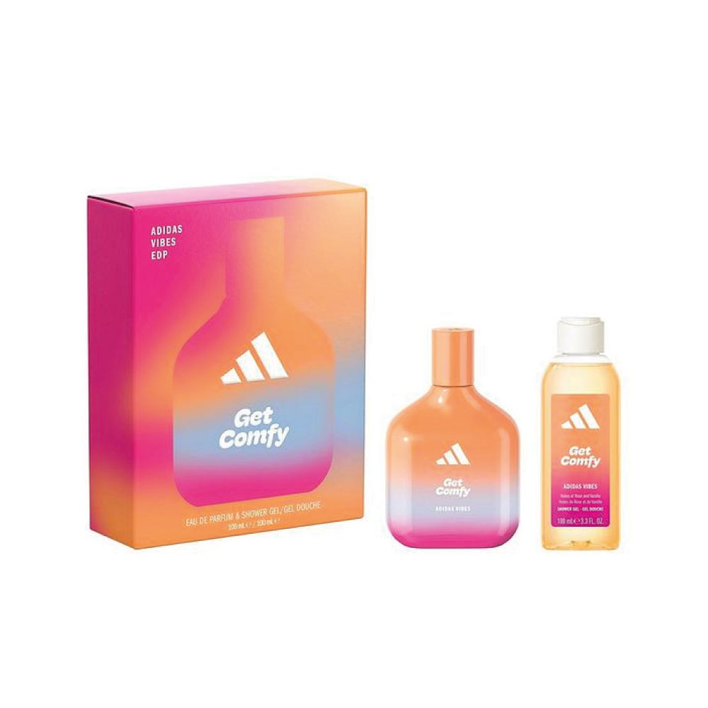 Frasco oficial do perfume *COFFRET ADIDAS VIBES GET COMFY EDP 100ML+SG 100ML