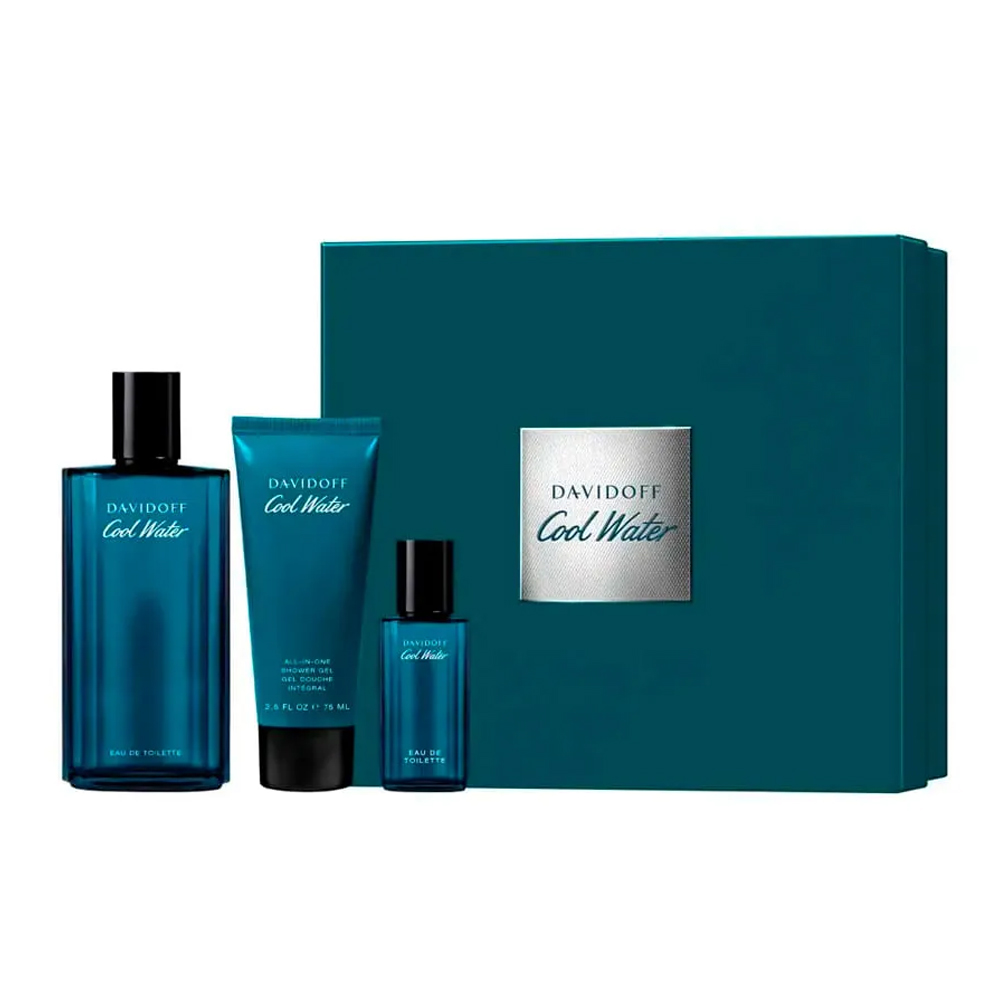 Frasco oficial do perfume *COFFRET DAVIDOFF COOL WATER EDT 125ML+EDT15ML+SG75ML