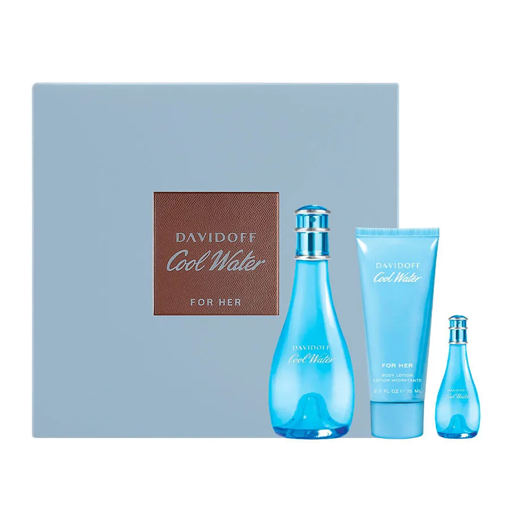 Frasco oficial do perfume *COFFRET DAVIDOFF COOL WATER WOMAN EDT100ML+15ML+BL 75ML