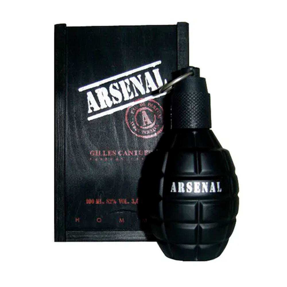 Frasco oficial do perfume ARSENAL BLACK HOMME EDP 100ML