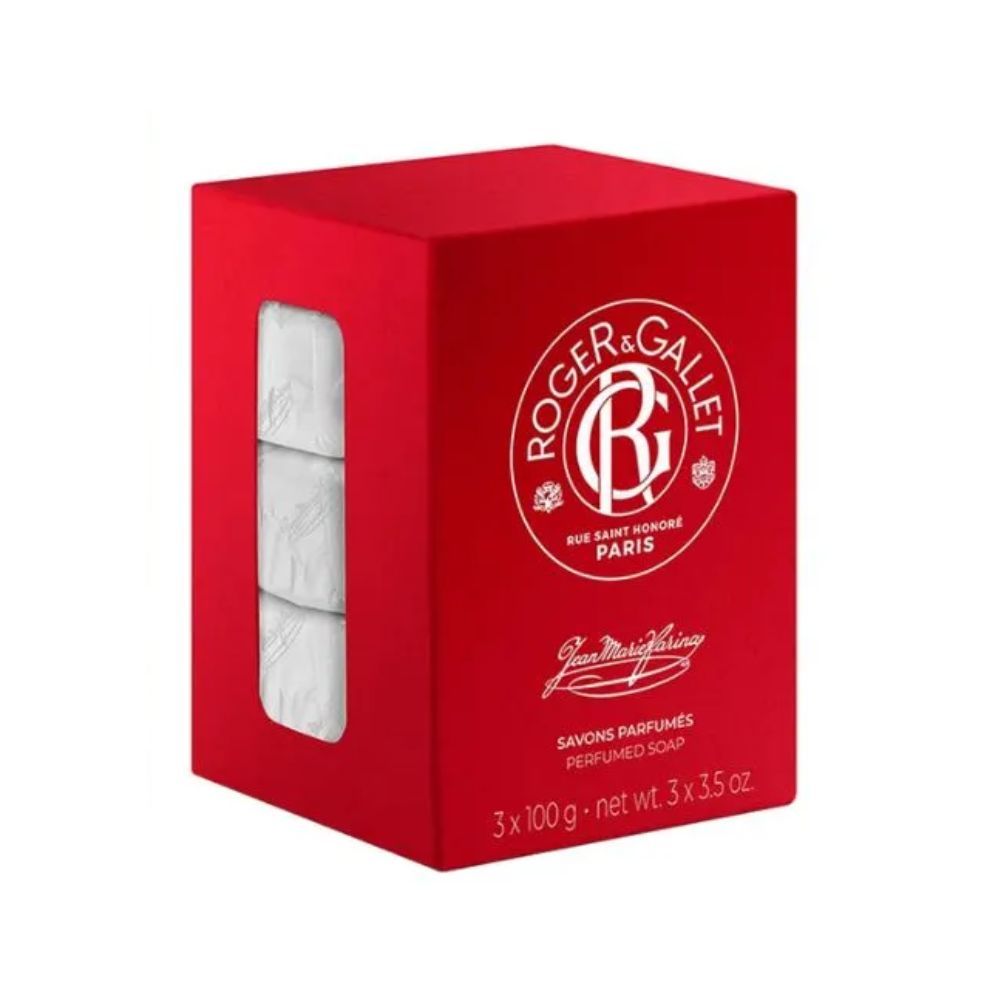 Frasco oficial do perfume ROGER E GALLET JEAN MARIE FARINA SAB 3X100G