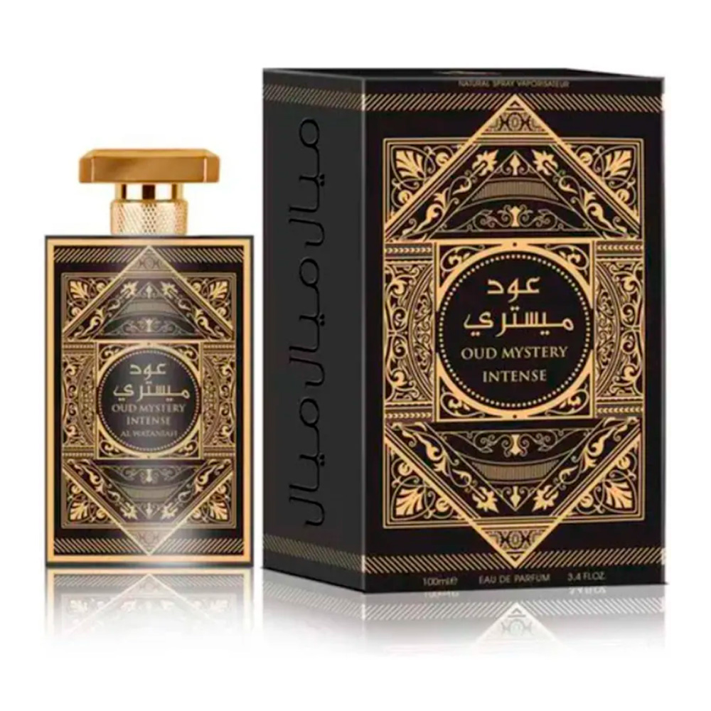 Frasco oficial do perfume AL WATANIAH OUD MYSTERY INTENSE EDP 100ML