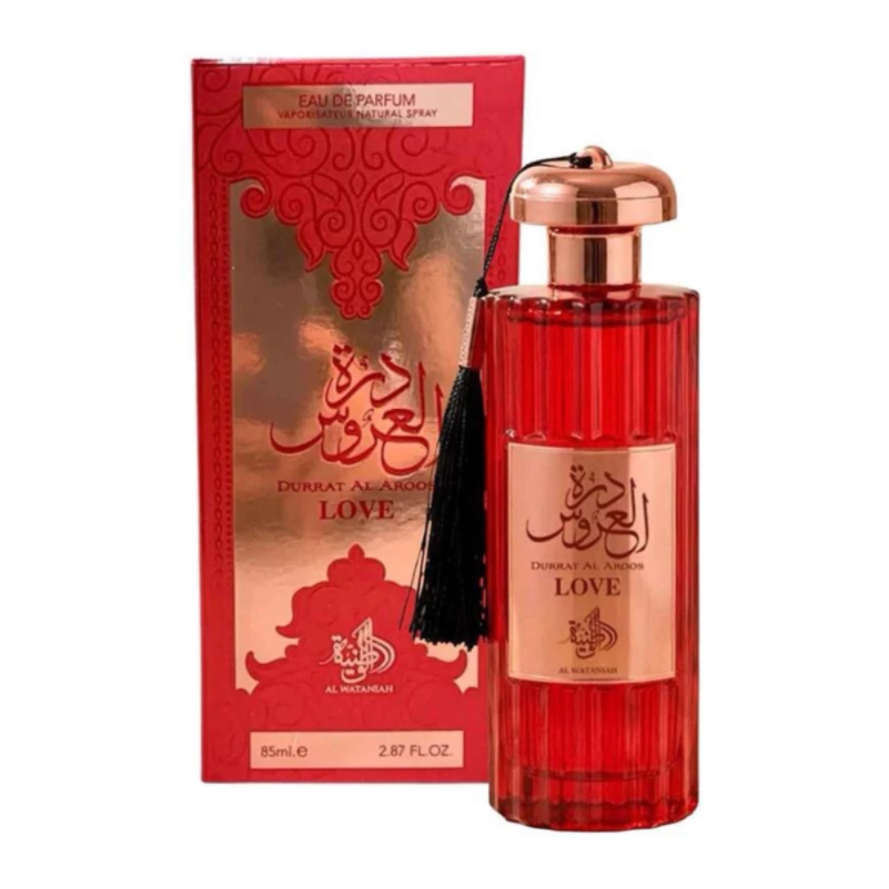 Frasco oficial do perfume AL WATANIAH DURRAT AL AROOS LOVE EDP 85ML