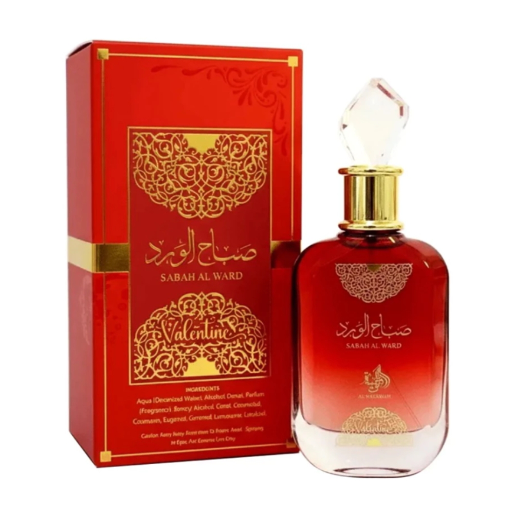 Frasco oficial do perfume AL WATANIAH SABAH AL WARD VALENTINE EDP 100ML