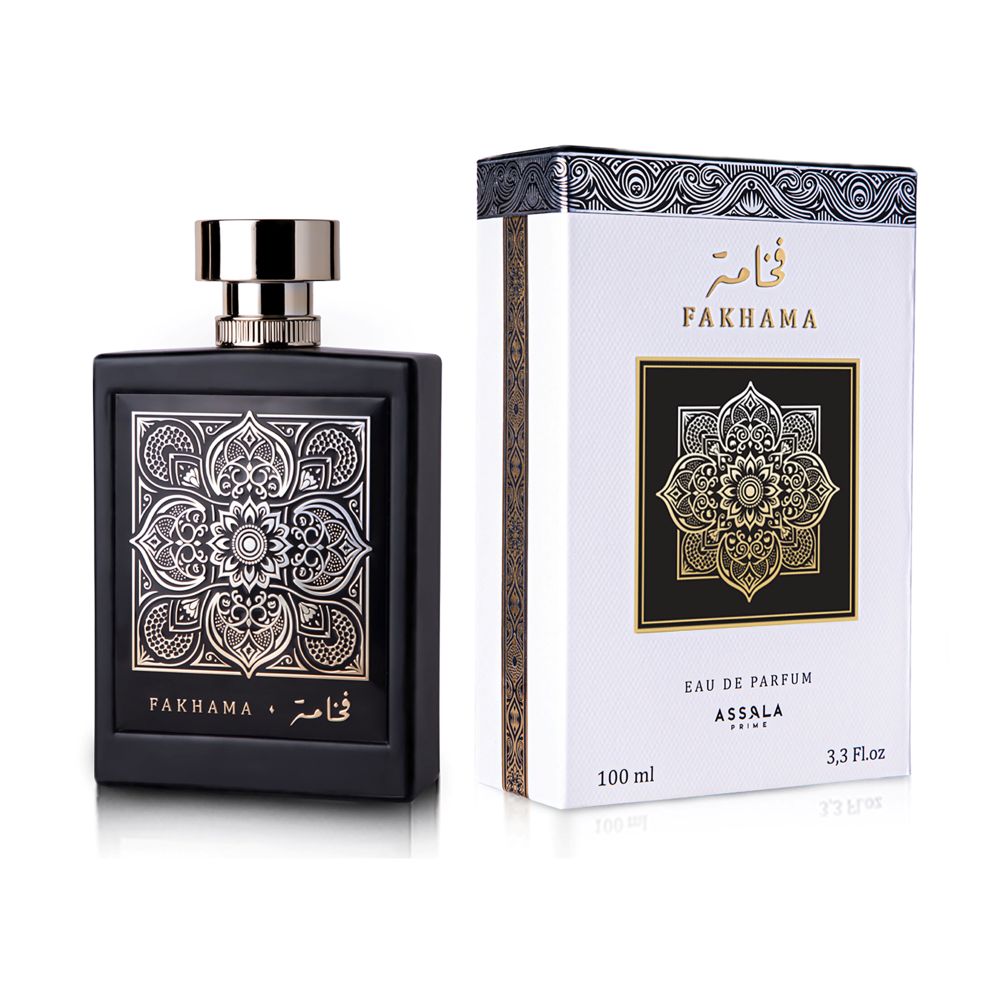 Frasco oficial do perfume ASSALA PRIME FAKHAMA EDP 100ML