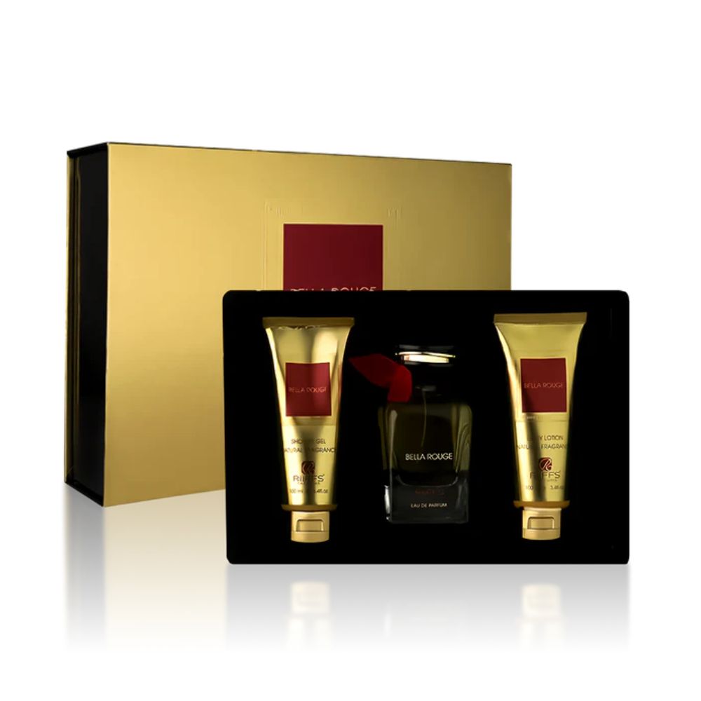 Frasco oficial do perfume COFFRET RIIFFS BELLA ROUGE EDP 100ML+BL 100ML+SG 100ML
