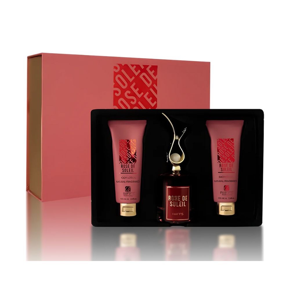 Frasco oficial do perfume COFFRET RIIFFS ROSE DE SOLEIL EDP 100ML+BL 100ML+SG 100ML