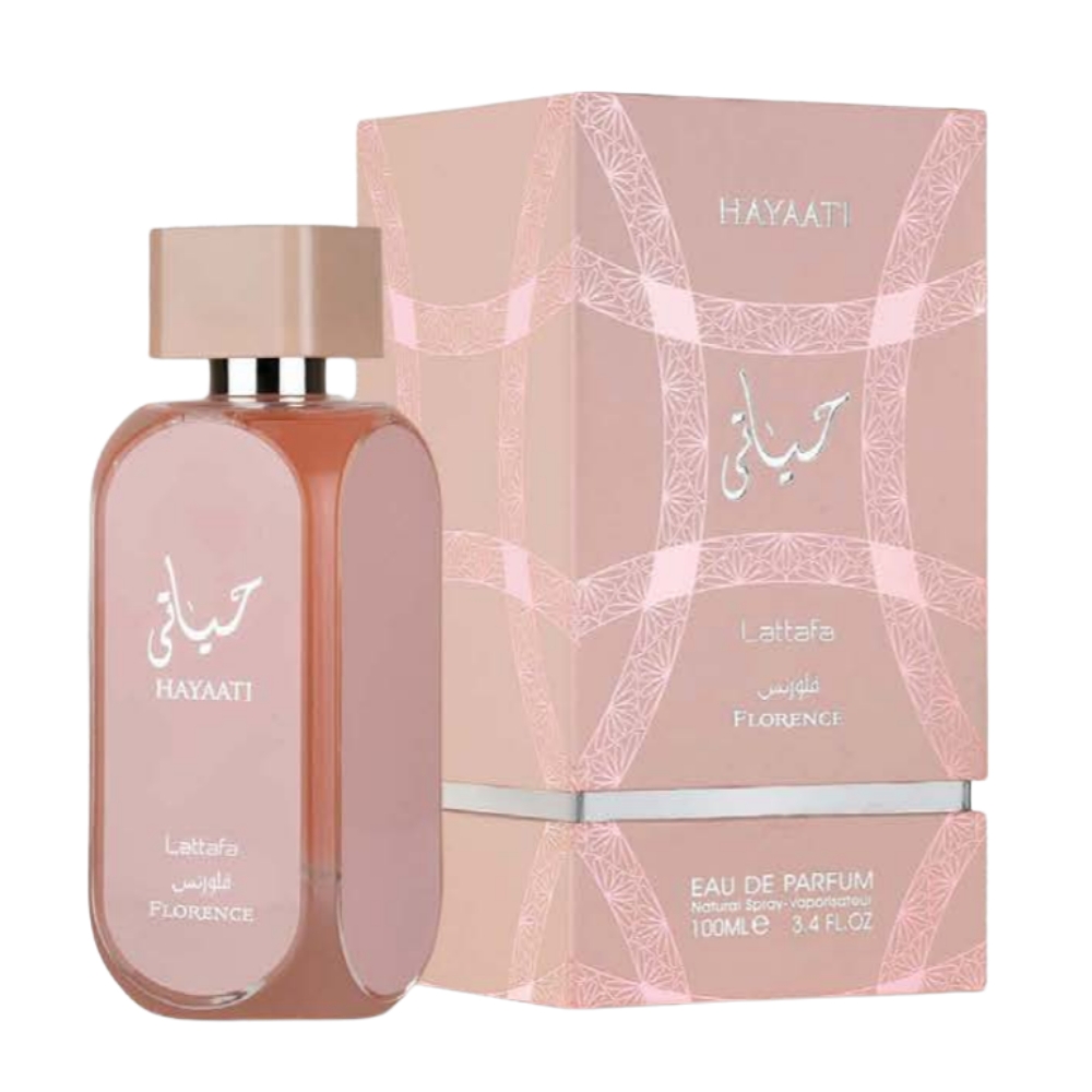 Frasco oficial do perfume LATTAFA HAYAATI FLORENCE EDP 100ML