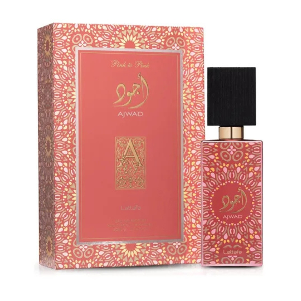 Frasco oficial do perfume LATTAFA AJWAD PINK TO PINK EDP 60ML