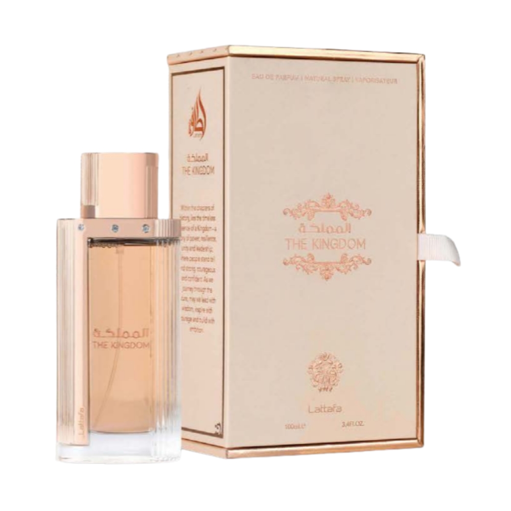Frasco oficial do perfume LATTAFA THE KINGDOM WOMAN EDP 100ML