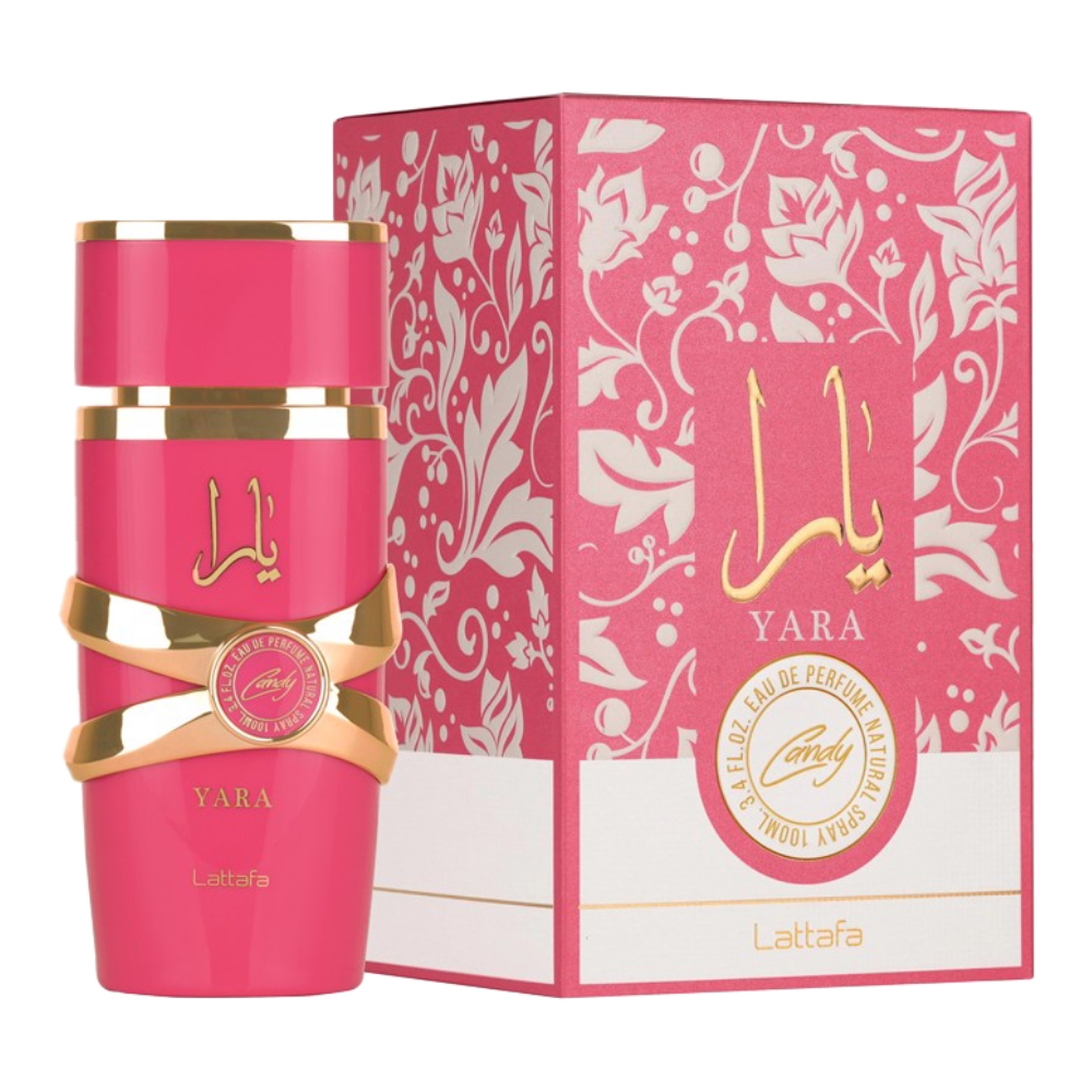 Frasco oficial do perfume LATTAFA YARA CANDY EDP 100ML