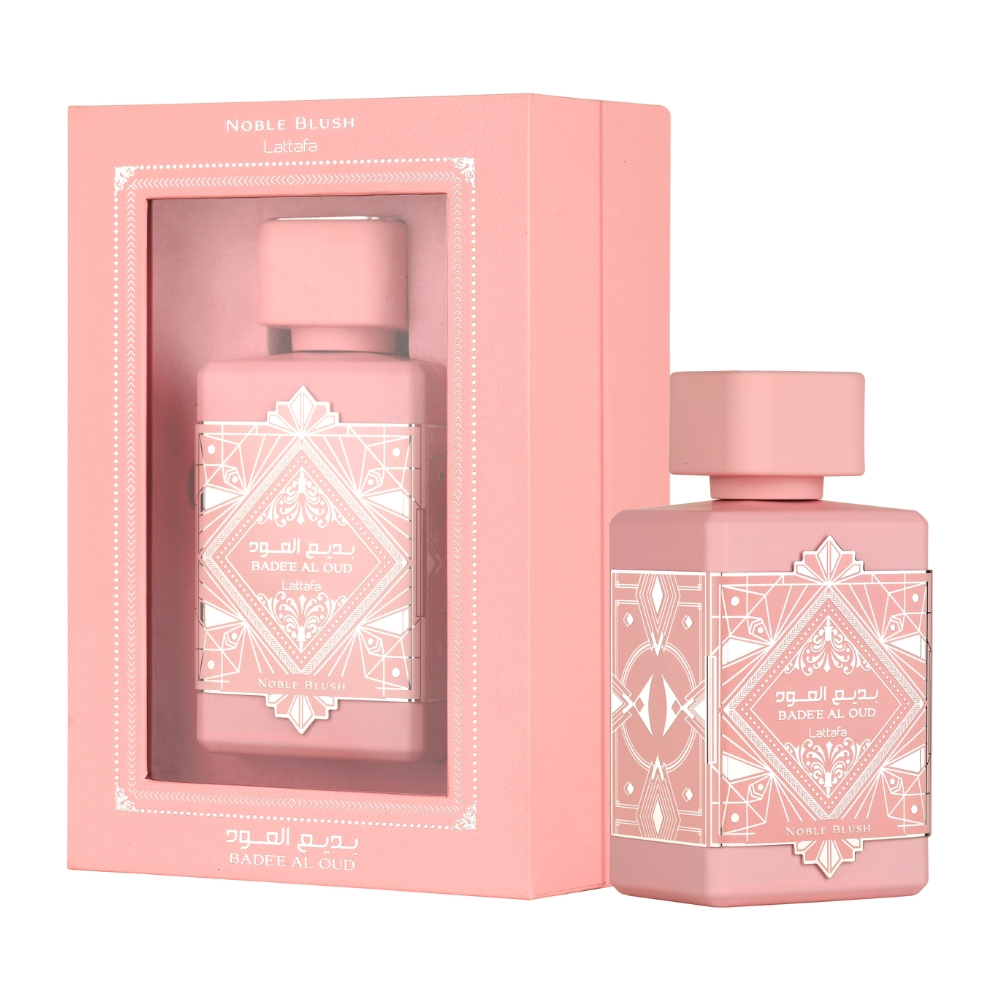 Frasco oficial do perfume LATTAFA BADEE AL OUD NOBLE BLUSH EDP 100ML