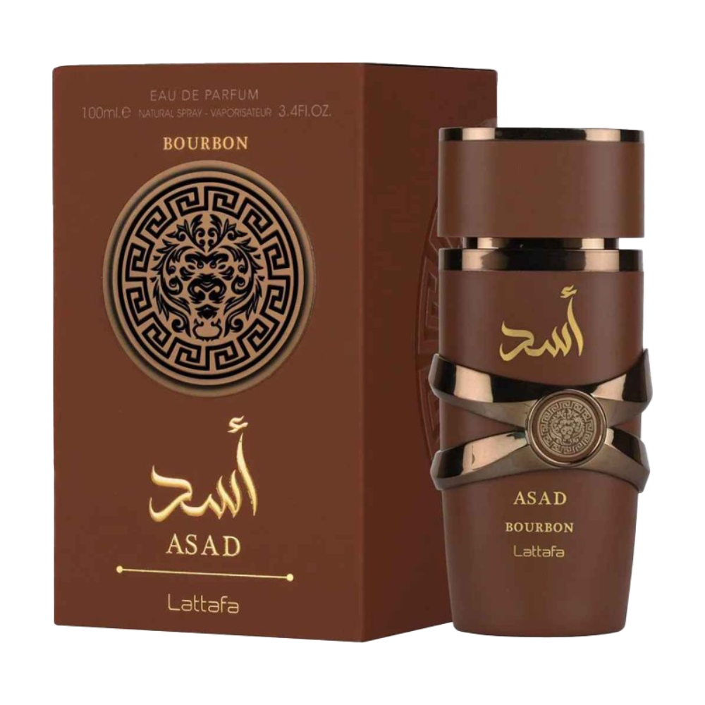 Frasco oficial do perfume LATTAFA ASAD BOURBON EDP 100ML