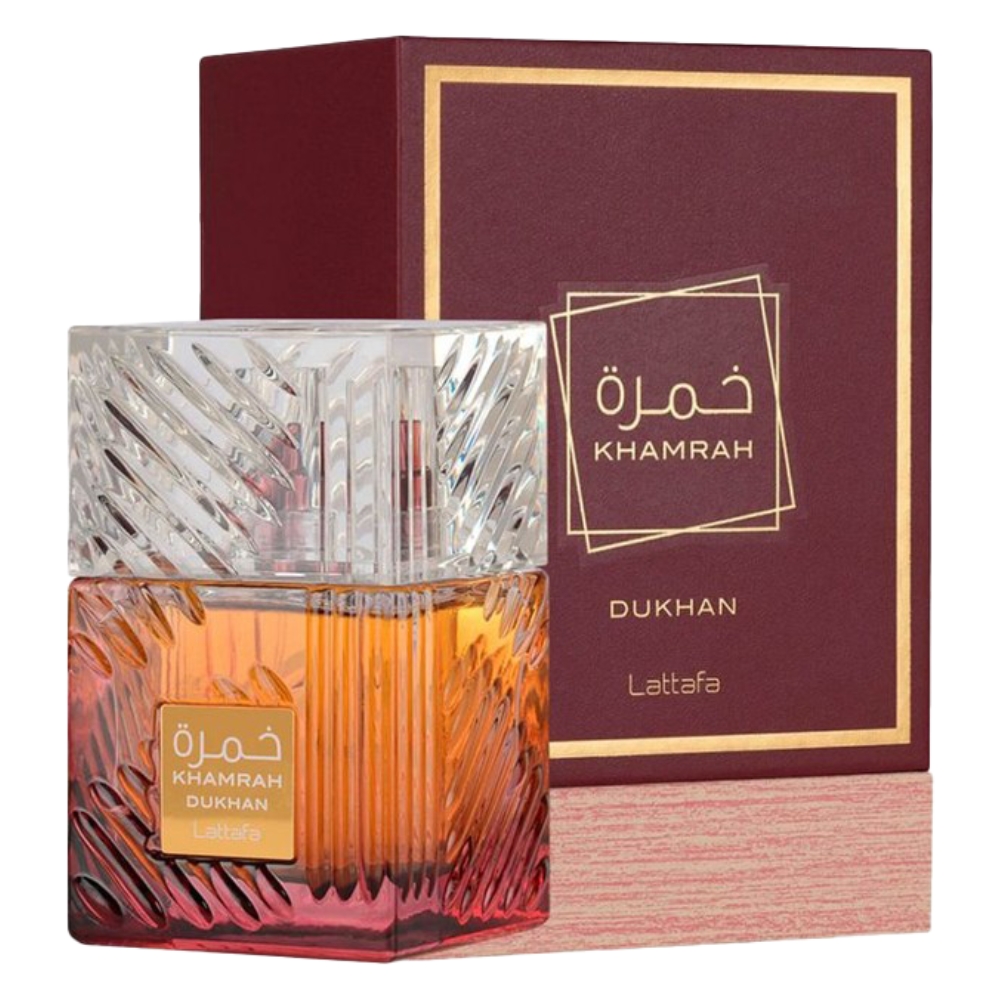 Frasco oficial do perfume LATTAFA KHAMRAH DUKHAN EDP 100ML