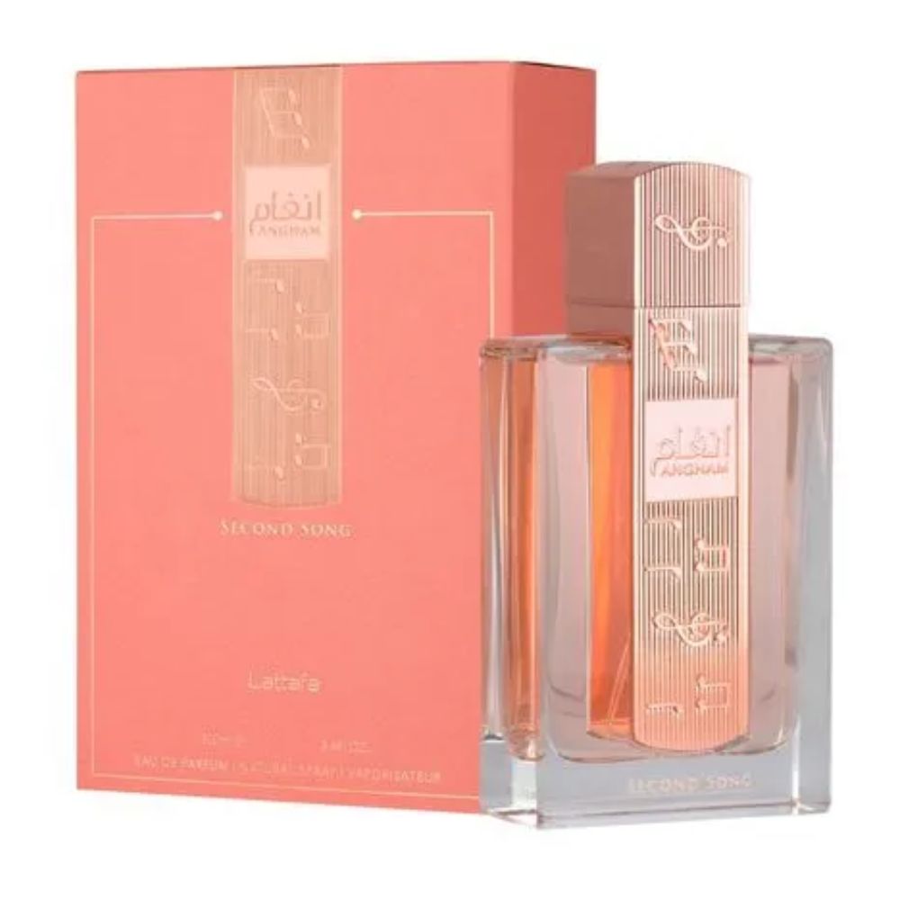 Frasco oficial do perfume LATTAFA ANGHAM SECOND SONG EDP 100ML