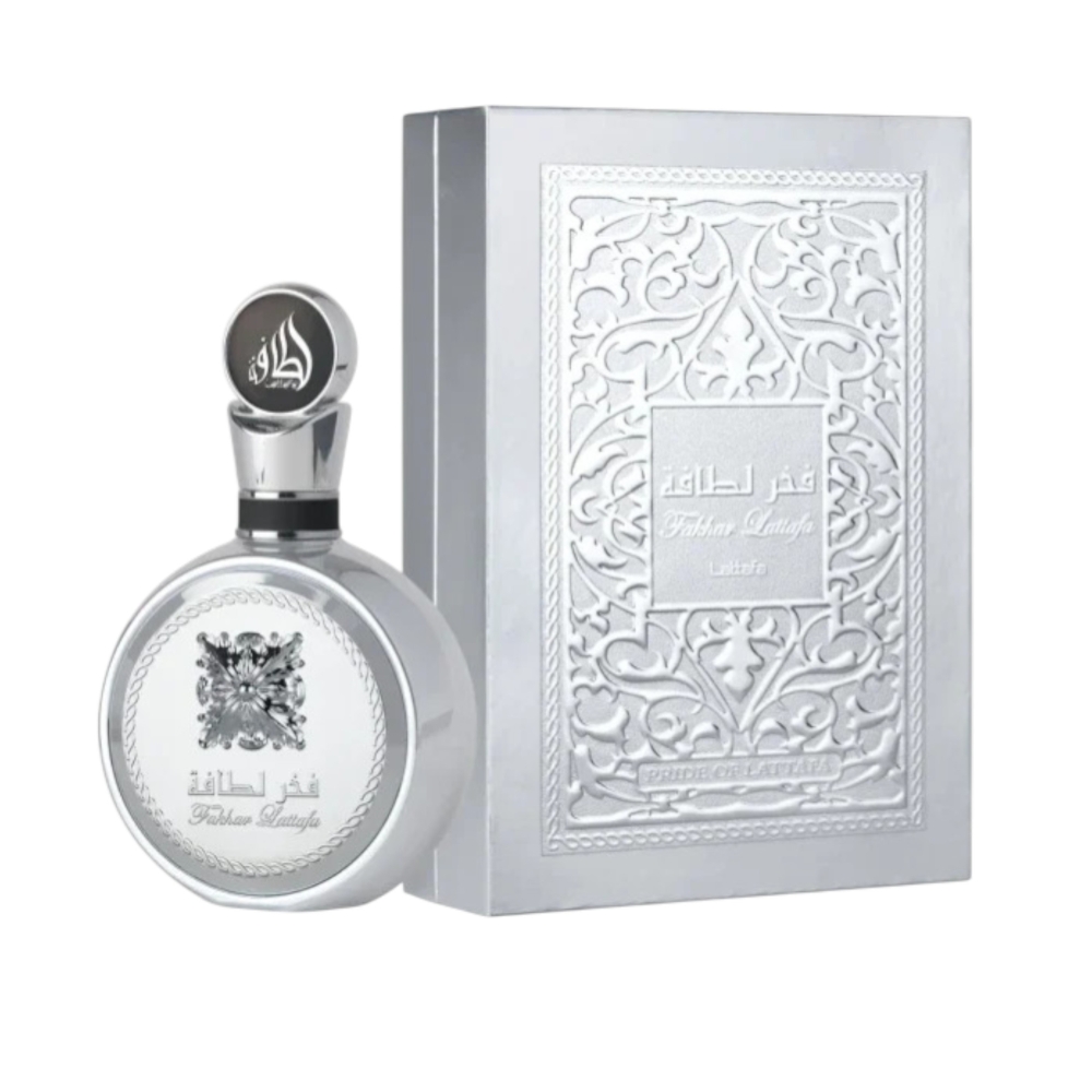 Frasco oficial do perfume LATTAFA FAKHAR PLATIN EDP 100ML