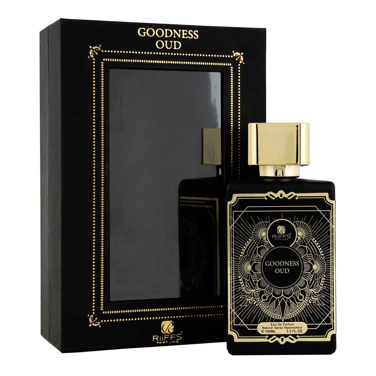 Frasco oficial do perfume RIIFFS GOODNESS OUD BLACK EDP 100ML