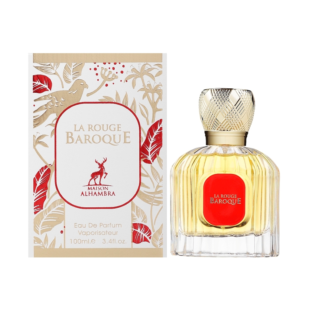 Frasco oficial do perfume MAISON ALHAMBRA LA ROUGE BAROQUE EDP 100ML