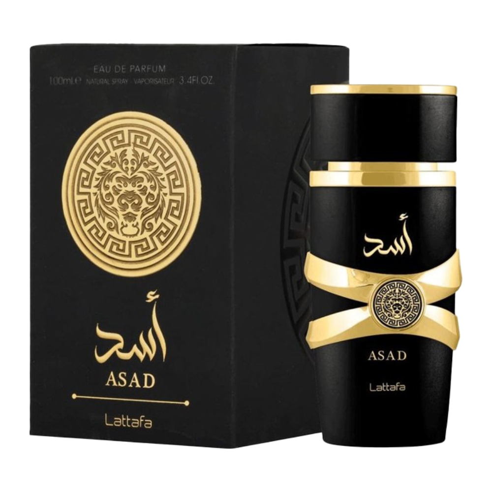 Frasco oficial do perfume LATTAFA ASAD EDP 100ML