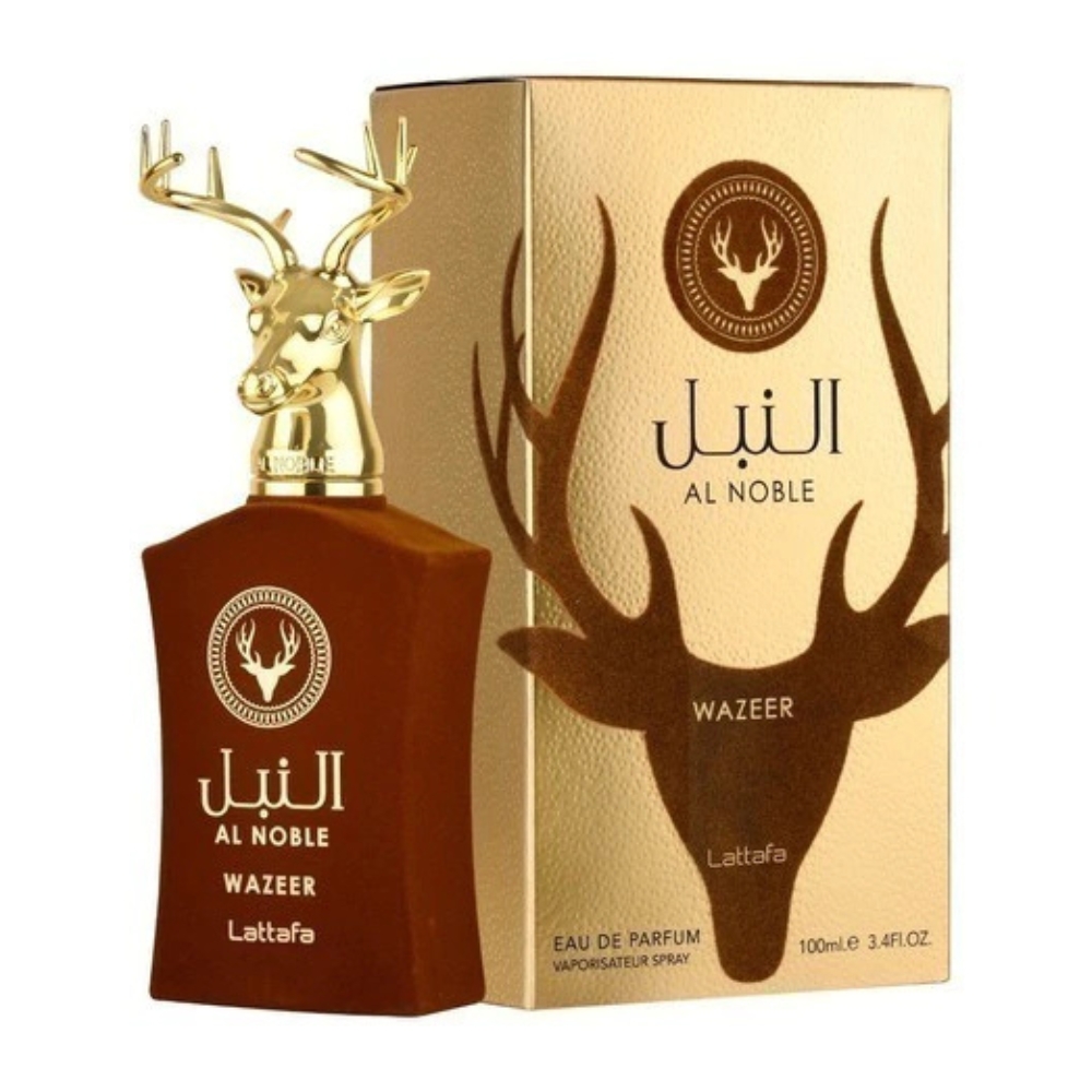 Frasco oficial do perfume LATTAFA AL NOBLE WAZEER EDP 100ML