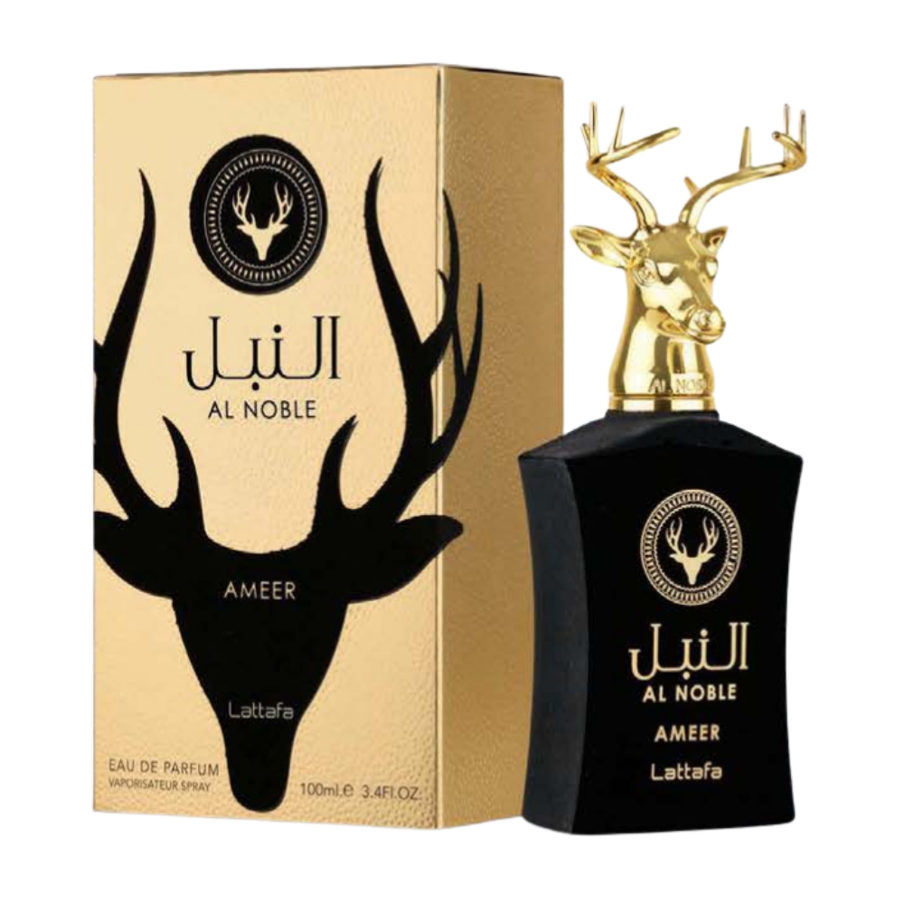 Frasco oficial do perfume LATTAFA AL NOBLE AMEER EDP 100ML