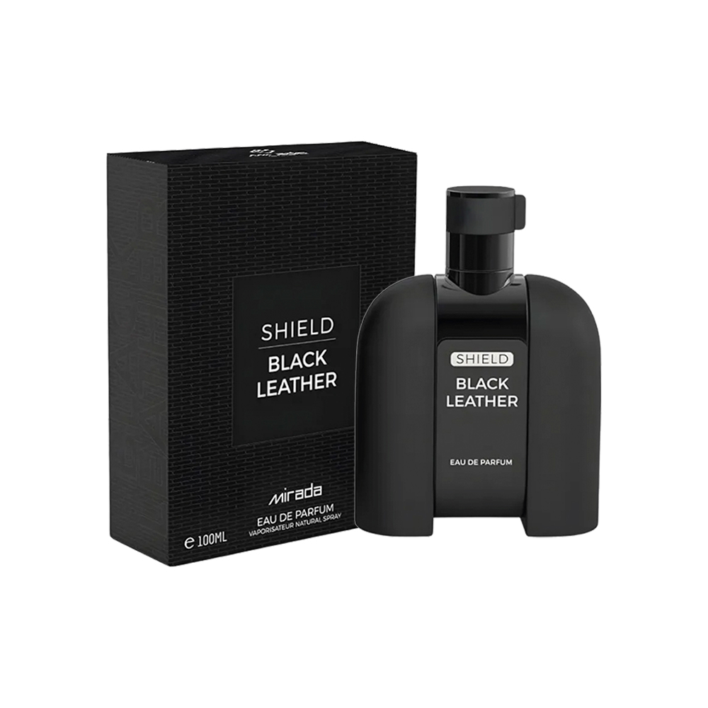 Frasco oficial do perfume *MIRADA SHIELD BLACK LEATHER EDP 100ML
