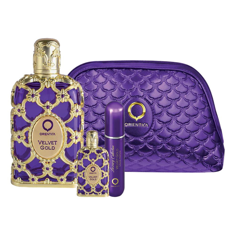 Frasco oficial do perfume COFFRET VELVET GOLD EDP 80ML+EDP 7,5ML+NEC+ATOMIZADOR