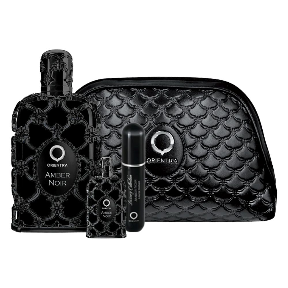 Frasco oficial do perfume COFFRET AMBER NOIR EDP 80ML+EDP 7,5ML+NEC+ATOMIZADOR