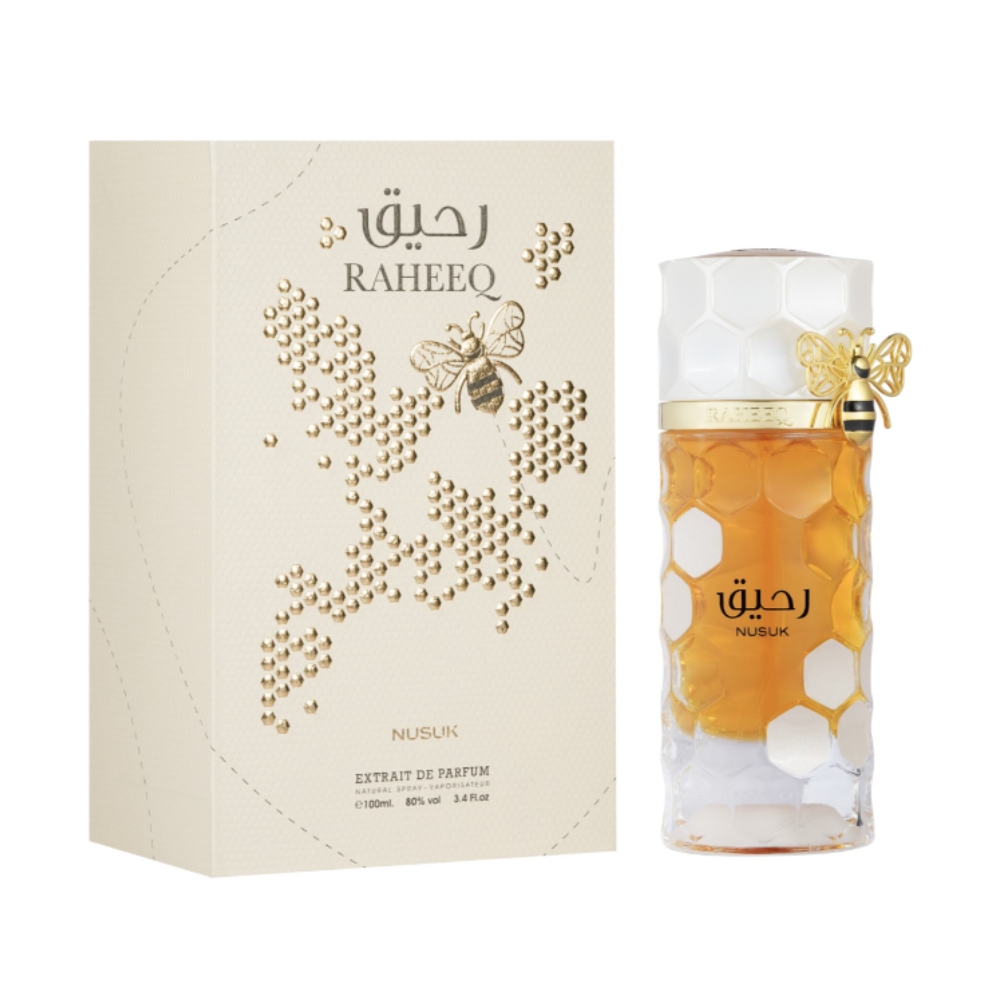 Frasco oficial do perfume NUSUK RAHEEQ EXTRAIT DE PARFUM 100ML