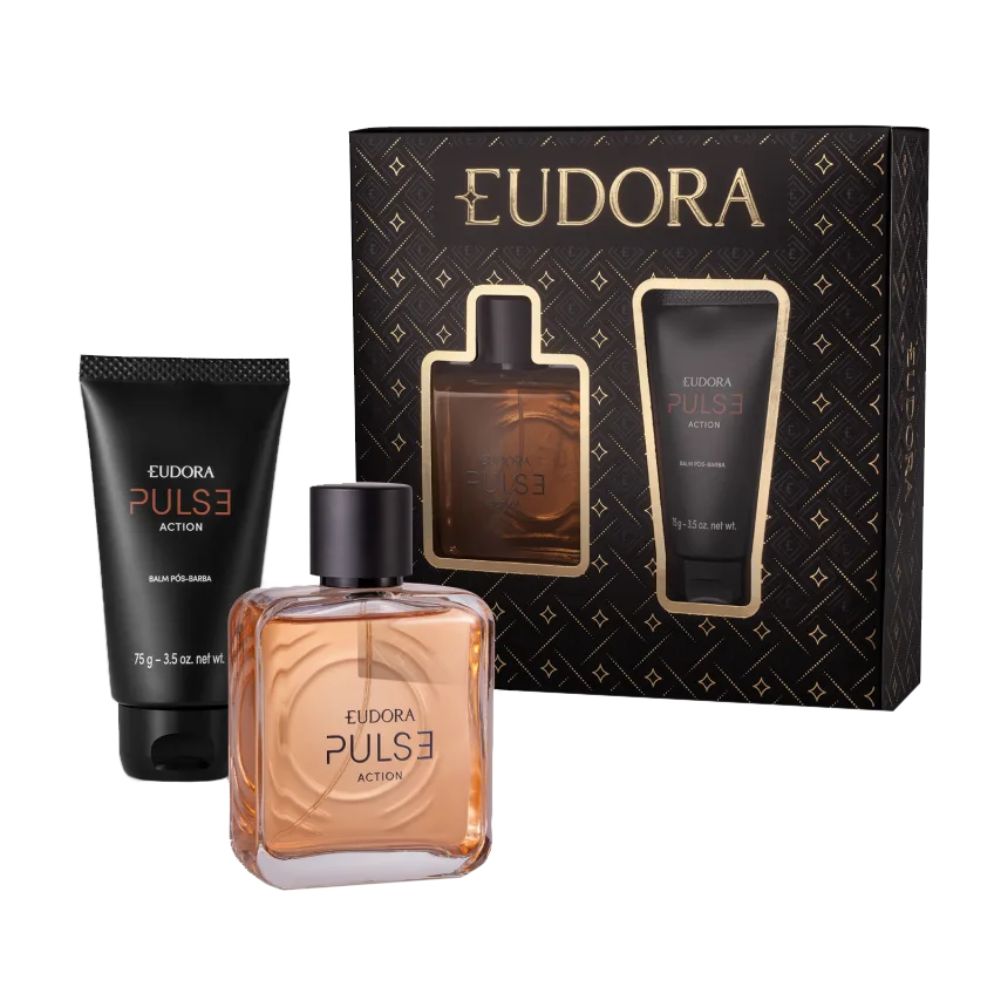 Frasco oficial do perfume EUD KIT PULSE ACTION DEO COL 100ML+BALM POS BARBA 75G
