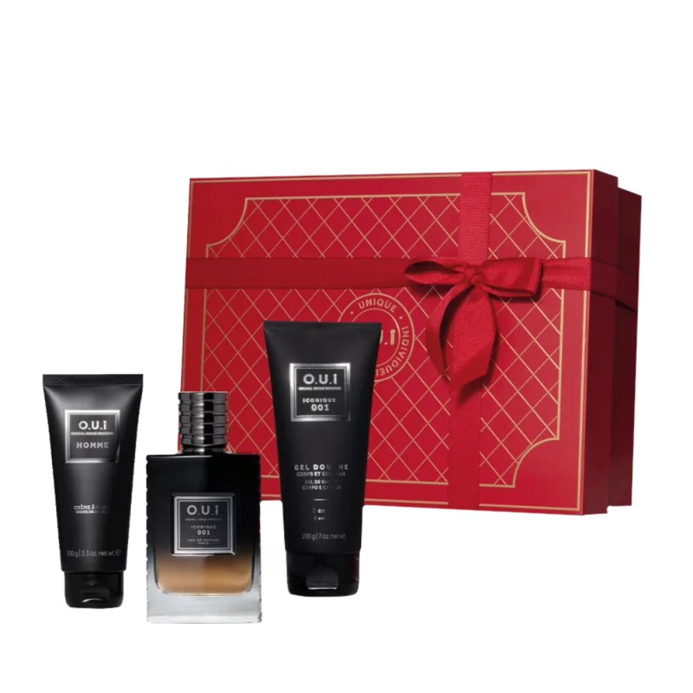 Frasco oficial do perfume OUI KIT ICONIQUE EDP 75ML+CR BARBEAR 100G+SG 200G