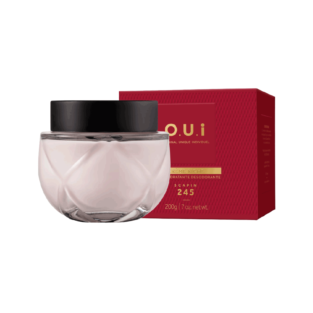 Frasco oficial do perfume OUI SCAPIN 245 CR DESOD HIDRAT CORPO 200G