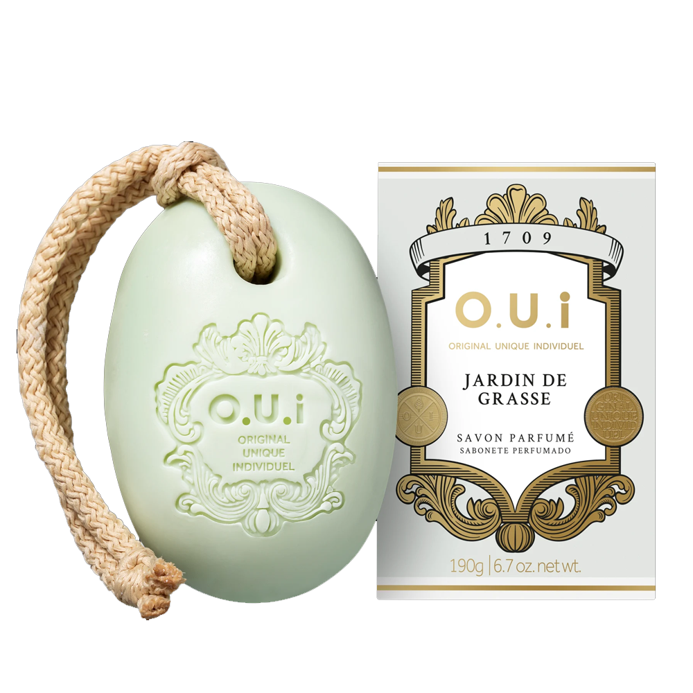 Frasco oficial do perfume OUI SAVON PARFUM SAB BARRA JARDIN DE GRASSE 190G
