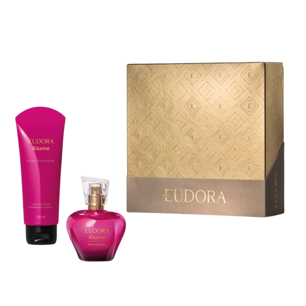 Frasco oficial do perfume EUD KIT KM ROSA MARCANTE DEO 50ML+LOC CORPORAL 100ML