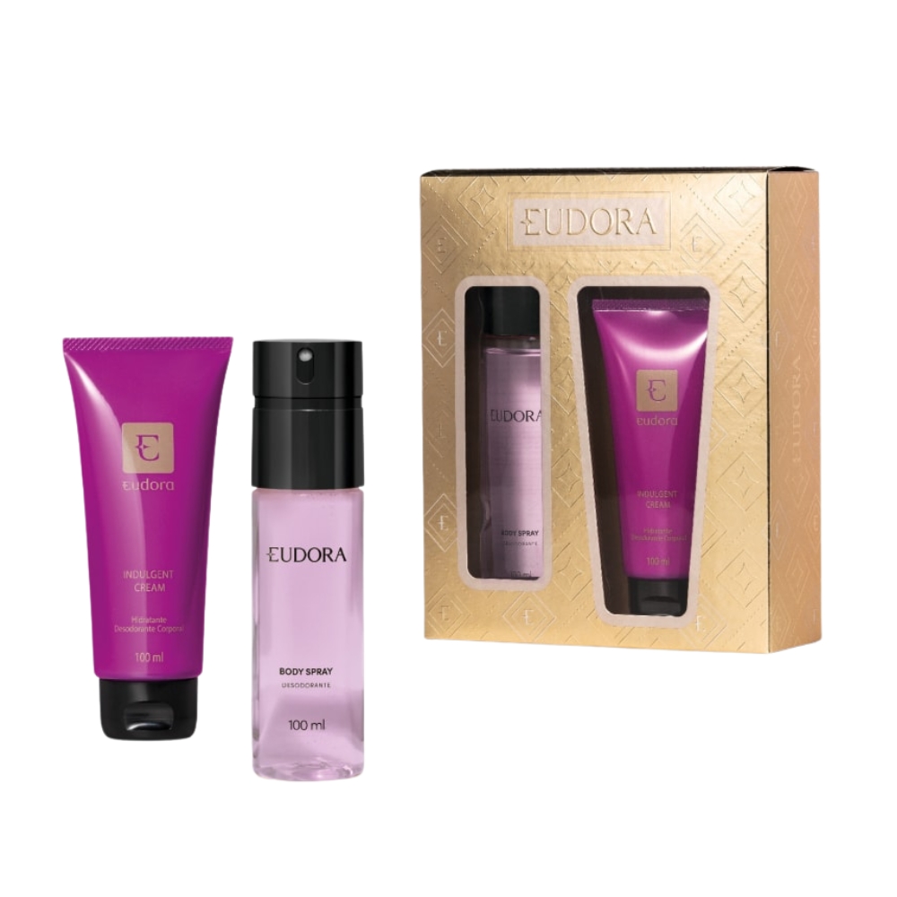 Frasco oficial do perfume EUD KIT BODY SPRAY 100ML+CR HIDRAT INDULGENT100ML