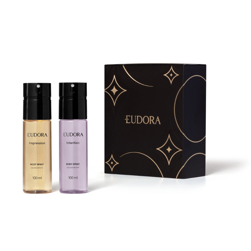 Frasco oficial do perfume EUD KIT BODY SPRAY IMPRESSION 100ML+INTENTION 100ML