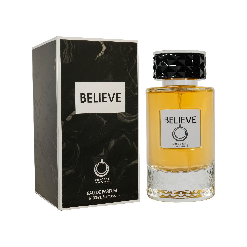 Frasco oficial do perfume ORYGENS FRAG BELIEVE EDP 100ML